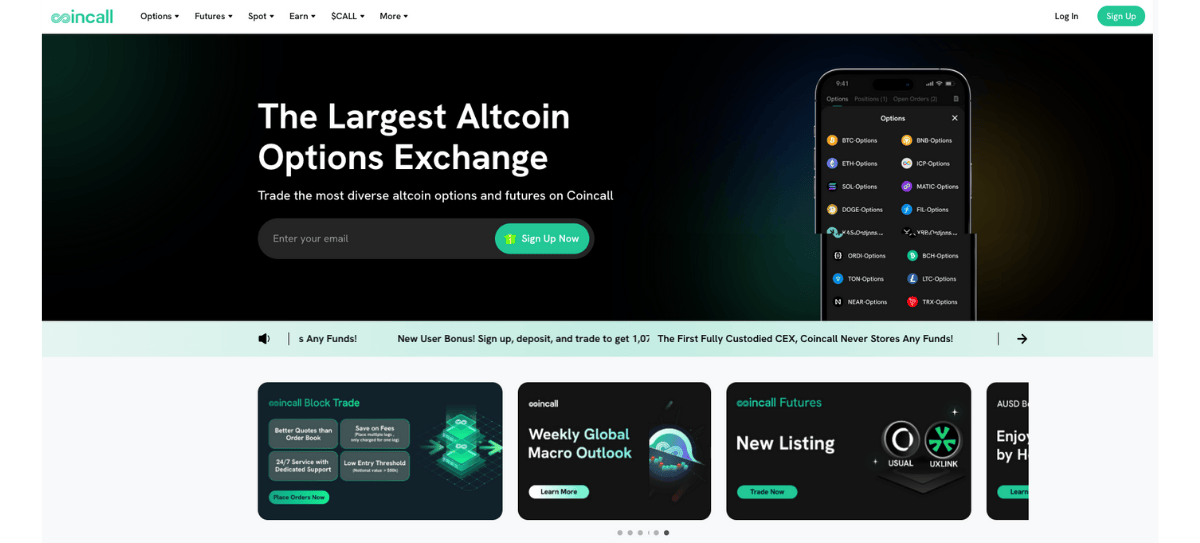 Coincall Homepage