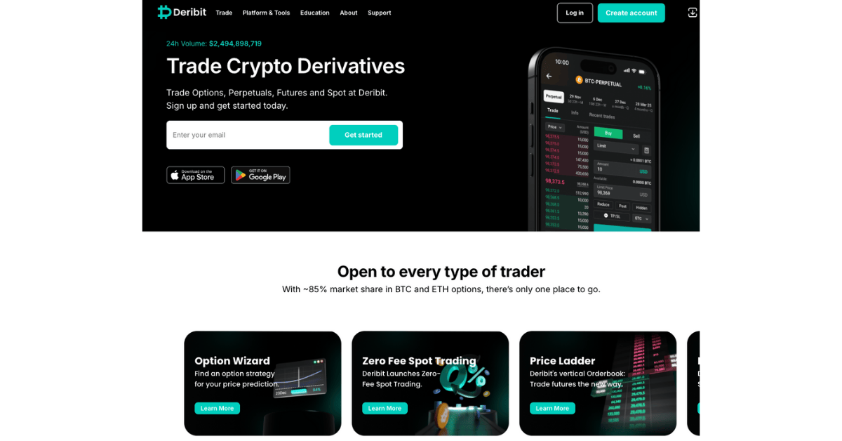 Deribit Homepage