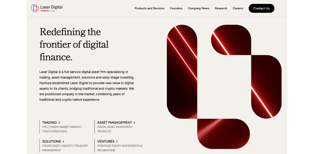 LASER Digital Crypto Homepage