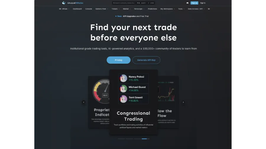 unusual whales homepage