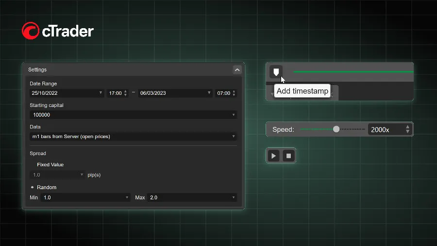 ctrader market replay settings screenshot